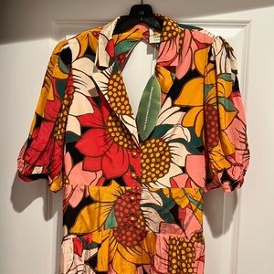 Farm Rio Women’s Colorful Sunflowers Midi Dress NWT